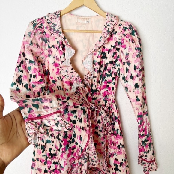 Rococo Sand MIMI Pastel Ruffled Wrap Mini Dress - Picture 4 of 8